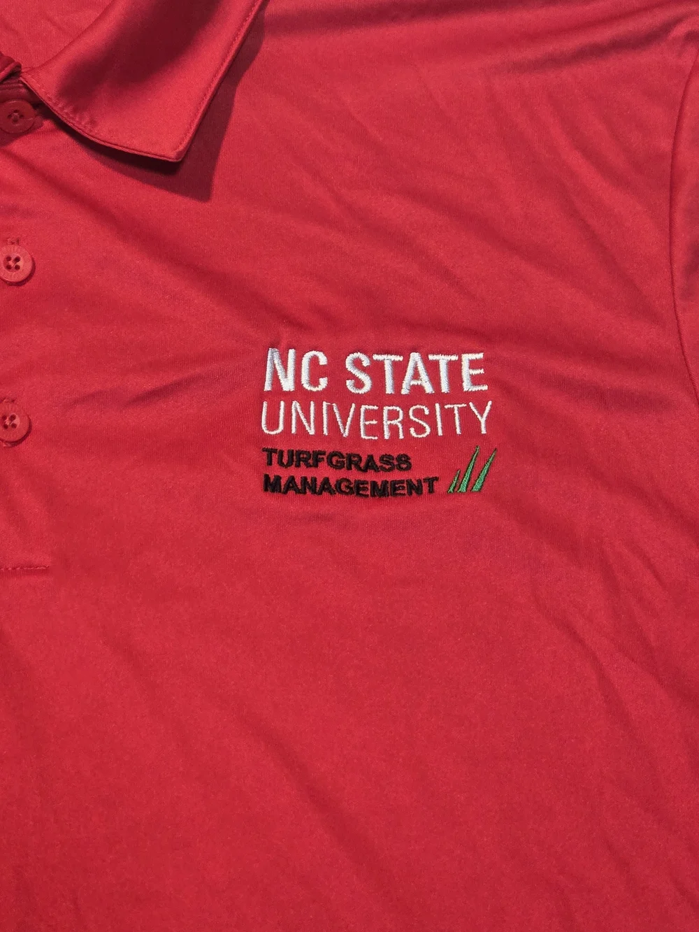 adidas Red NC State Polo with Black Chest Stripes and Logo